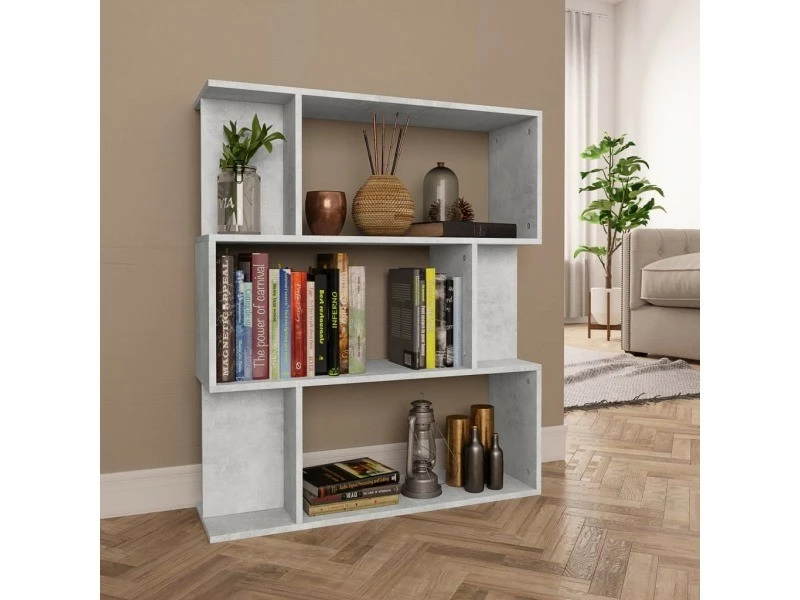 Admirable étagères Reference Kaboul Bibliothèque/séparateur De Pièce Gris Cement 80x24x96 Cm
