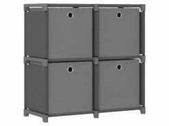 Moderne étagères Gamme Alger étagère à 4 Cubes Avec Boîtes Gris 69x30x72,5 Cm Tissu