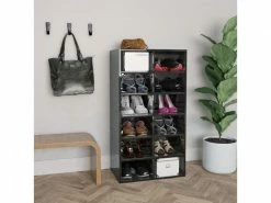 Distingué Rangements Pour Armoires à Vêtements Gamme Managua étagère à Chaussures Noir Brillant 54 X 34 X 100 Cm Aggloméré