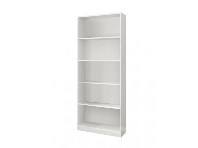 Bibliothèque Linéaire Avec Cinq étagères, Couleur Blanche, 80 X 201 X 28 Cm – Image 2