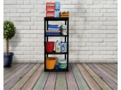 Étagère De 2 Niveaux En Polypropylène, Rayonnage Polyvalent Pour Intérieur Ou Extérieur, 100% Made In Italy, Cm 60x30h133, Couleur Anthracite