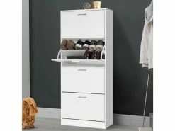 ID_MARKET Meuble à Chaussures 4 Portes Blanc