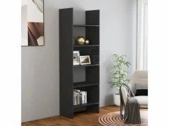 Vidaxl Bibliothèque Gris Brillant 60x35x180 Cm Aggloméré