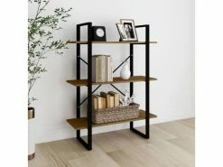 Vidaxl Bibliothèque à 3 Niveaux Marron 80x30x105 Cm Bois De Pin Massif