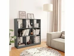 Vidaxl Bibliothèque Gris Brillant 97,5 X 29,5 X 100 Cm Aggloméré