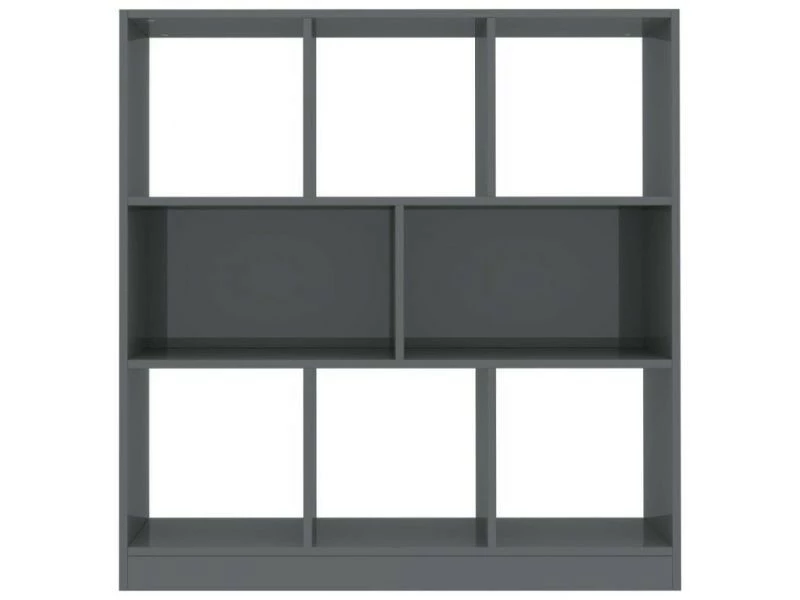 Vidaxl Bibliothèque Gris Brillant 97,5 X 29,5 X 100 Cm Aggloméré – Image 4