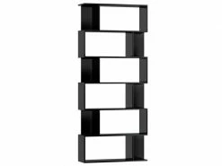 Icaverne - Bibliothèques Ensemble Bibliothèque/séparateur De Pièce Noir Brillant 80x24x192 Cm