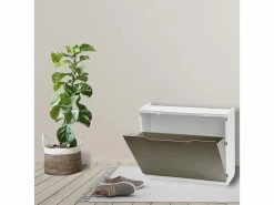 Porte-chaussures Avec 1 Porte à Rabat En Polypropylène, Armoire Modulaire Intérieure Ou Externe, 100% Made In Italy, 51x18h40 Cm, Couleur Tortora