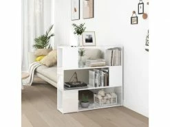 Vidaxl Bibliothèque/séparateur De Pièce Blanc Brillant 100x24x94 Cm