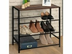 ID_MARKET Etagère à Chaussures Arthur 3 Niveaux Effet Vieilli Design Industriel