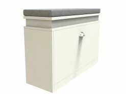 Organize Meuble Banc De Rangement A Chaussure - Coffre Avec Coussin Confortable Pour Entree - Assise Grise - Abattant Blanc