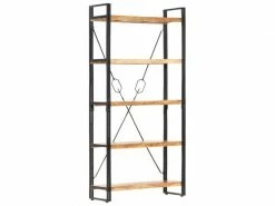 Admirable étagères Ensemble Ouagadougou Bibliothèque 5 Niveaux 90x30x180 Cm Bois Solide De D'acacia