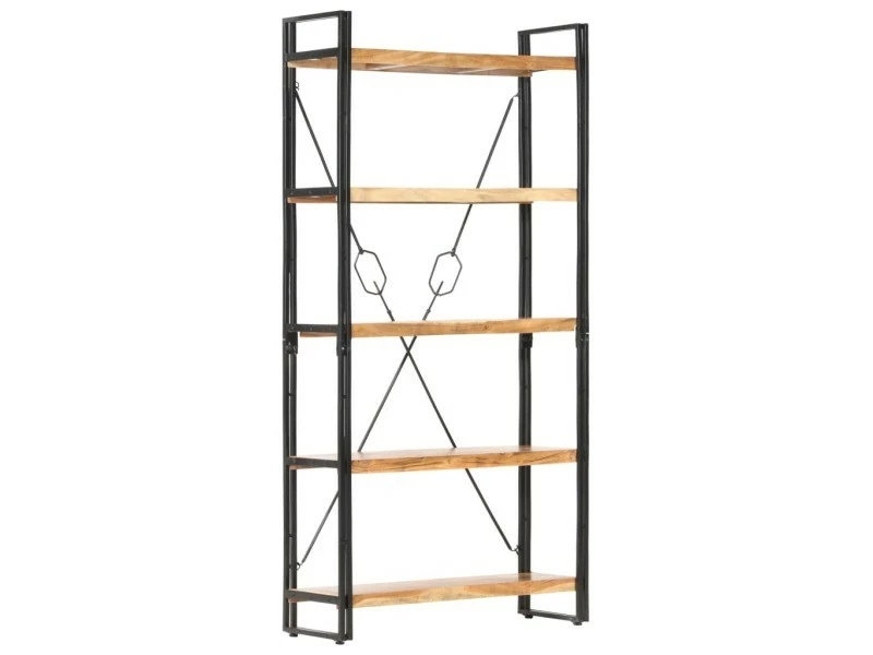 Admirable étagères Ensemble Ouagadougou Bibliothèque 5 Niveaux 90x30x180 Cm Bois Solide De D'acacia