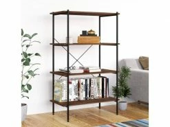 Vidaxl étagère à 4 Niveaux Noir Et Bois Foncé 80x40x130 Cm