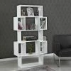 MENZZO Étagère Bibliothèque Iussit 160cm Bois Blanc Brillant