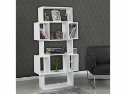 MENZZO Étagère Bibliothèque Iussit 160cm Bois Blanc Brillant