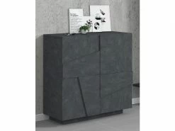 Étagère à Chaussures Moderne, Made In Italy, Avec 2 Portes, étagère à Chaussures D'entrée, Meuble Polyvalent, Cm 81x38h86, Couleur Gris Cendré Avec Détail