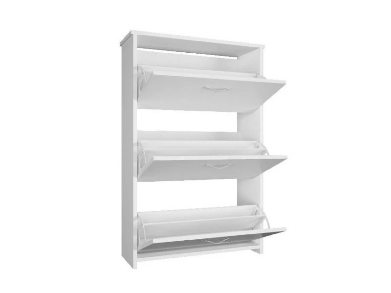 Homemania Meuble à Chaussures Triplex - Gain De Place, Porte-chaussures - Avec Portes - De L'entrée, Du Couloir - Blanc En Bois, Métal, Plastique, 72 X 25,5 X 112 Cm – Image 3