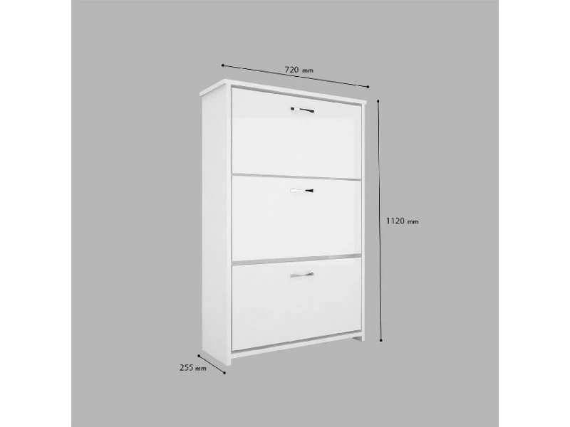 Homemania Meuble à Chaussures Triplex - Gain De Place, Porte-chaussures - Avec Portes - De L'entrée, Du Couloir - Blanc En Bois, Métal, Plastique, 72 X 25,5 X 112 Cm – Image 4