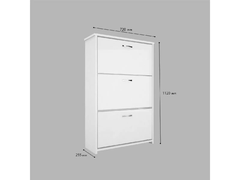 Homemania Meuble à Chaussures Triplex - Gain De Place, Porte-chaussures - Avec Portes - De L'entrée, Du Couloir - Blanc En Bois, Métal, Plastique, 72 X 25,5 X 112 Cm – Image 5