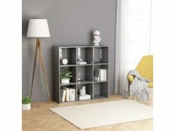 Moderne étagères Ligne Athènes Bibliothèque Gris Brillant 98x30x98 Cm Aggloméré