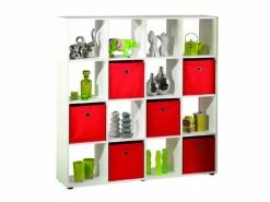 Bibliothèque à Douze Compartiments, Couleur Blanche, Dimensions 139 X 144 X 33 Cm