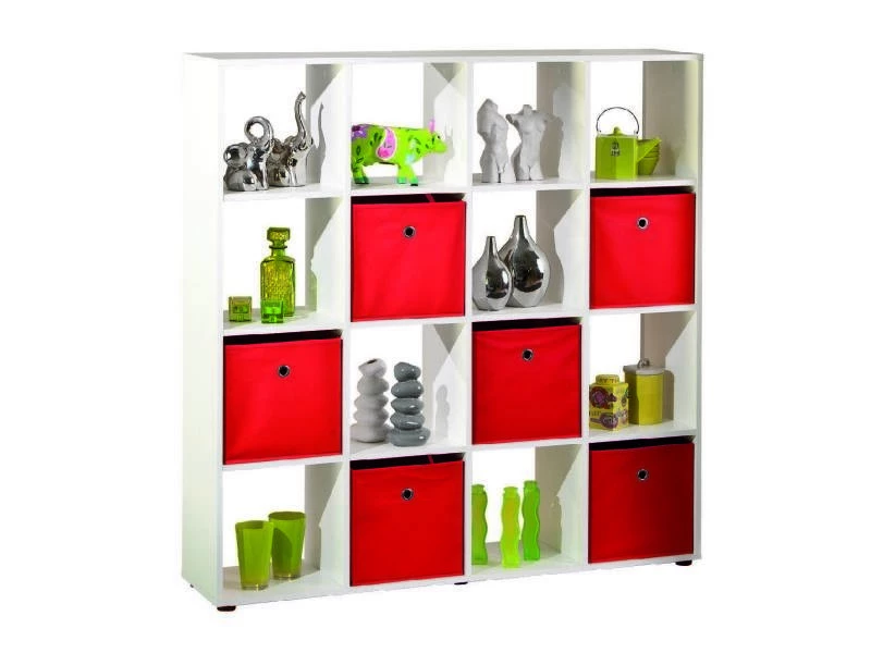 Bibliothèque à Douze Compartiments, Couleur Blanche, Dimensions 139 X 144 X 33 Cm