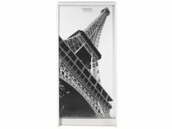 TOUSMESMEUBLES Meuble à Chaussures à Rideau Blanc - Shoes N°6 - L 58 X L 36 X H 121 - Neuf