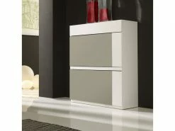 TOUSMESMEUBLES Meuble à Chaussures Bois Blanc/taupe Clair - Seven - L 80 X L 30 X H 96 - Neuf