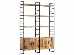 Sublime étagères Ligne Bichkek Bibliothèque à 4 Niveaux 124x30x180 Cm Bois De Manguier Brut