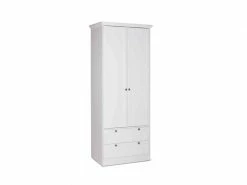 Armoire 2 Portes 2 Tiroirs En Bois Coloris Blanc - Ar7012