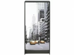 TOUSMESMEUBLES Meuble à Chaussures à Rideau Noir - Shoes N°4 - L 58 X L 36 X H 121 - Neuf