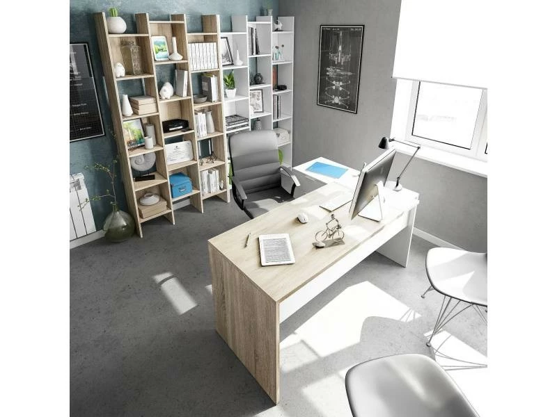 Bibliothèque Avec étagères Carrées, Couleur Blanc Artik, Mesures 96 X 192 X 29 Cm – Image 4