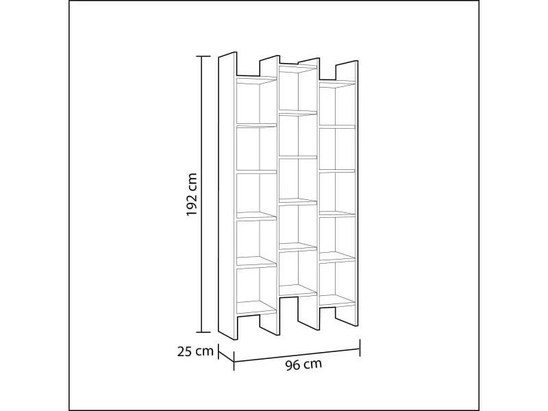 Bibliothèque Avec étagères Carrées, Couleur Blanc Artik, Mesures 96 X 192 X 29 Cm – Image 5