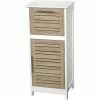 Très Beau Meuble De Rangement Stockholm 1 Tiroir Et 1 Porte - 83x36x30cm - Commode - Mdf - Blanc / Marron - Rangement - Mobilier - Intérieur - Salle De Bain