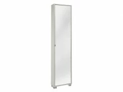 Armoire Multifonction Avec Porte Simple, Bois Clair Avec Miroir, 43 X 18 X 191 Cm