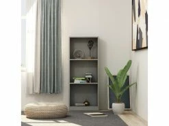 Superbe étagères Ligne Manille Bibliothèque à 3 Niveaux Gris 40x24x108 Cm Aggloméré
