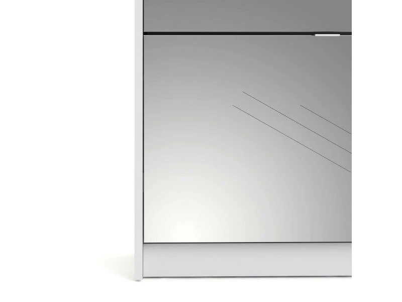 Meuble à Chaussures Avec Quatre Portes Miroir Et Double Profondeur, Couleur Blanc, 70,3 X 162 X 24,05 Cm – Image 2