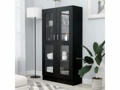 Sublime étagères Gamme Saint-georges Armoire à Vitrine Noir 82,5x30,5x150 Cm Aggloméré