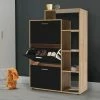 ID_MARKET Meuble à Chaussures Imitation Hêtre 3 Portes Noires Avec étagère