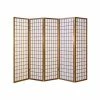 Paravent Japonais 5 Parties Bois Brun Fonce
