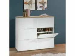 LLB_LIVING_LIFE_BED Meuble Chaussure 6 Tiroirs à Rabat Couleur Blanc Lucide 24 Chaussures