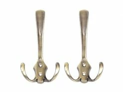 2x Crochet De Garderobe Hwc-d46, Crochet Mural, Patère, Set ~ Couleur: Laiton