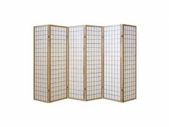 Paravent Japonais Bois Naturel 6 Parties