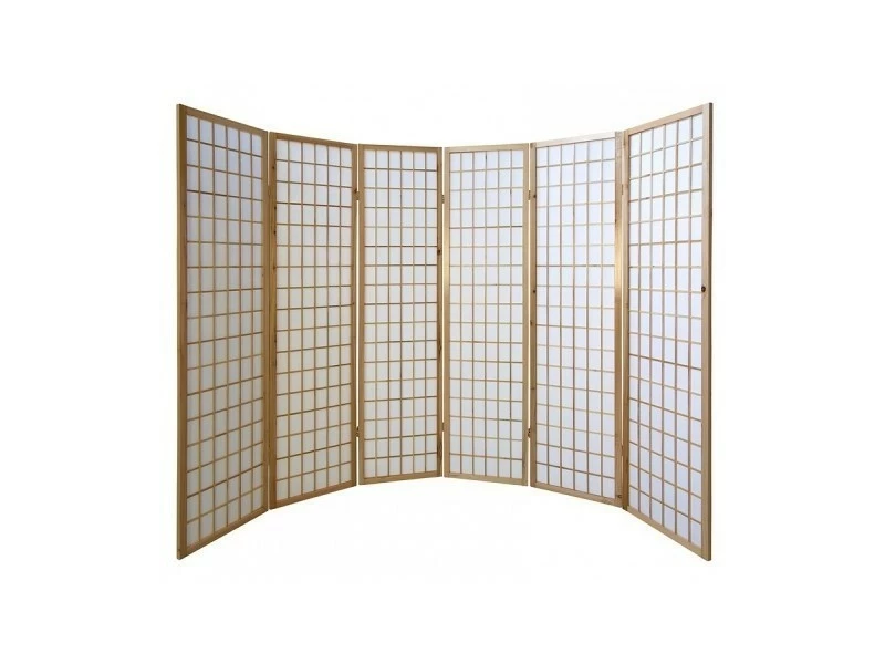 Paravent Japonais Bois Naturel 6 Parties – Image 2