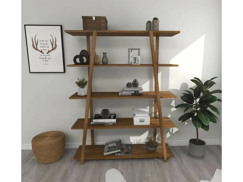 MENZZO Etagères Bibliothèque Abore L115xh145cm Pin Massif Foncé – Image 2