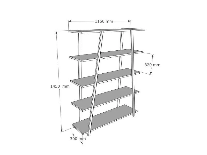 MENZZO Etagères Bibliothèque Abore L115xh145cm Pin Massif Foncé – Image 4