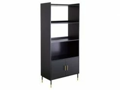 Bibliothèque Avec 2 Portes En Bois / Fer Coloris Beige - Longueur 80 X Profondeur 40 X Hauteur 180 Cm