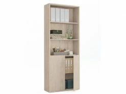 Bibliothèque / étagère De Rangement, Coloris Effet Bois - Hauteur 196.5 X Longueur 75.5 X Profondeur 33 Cm