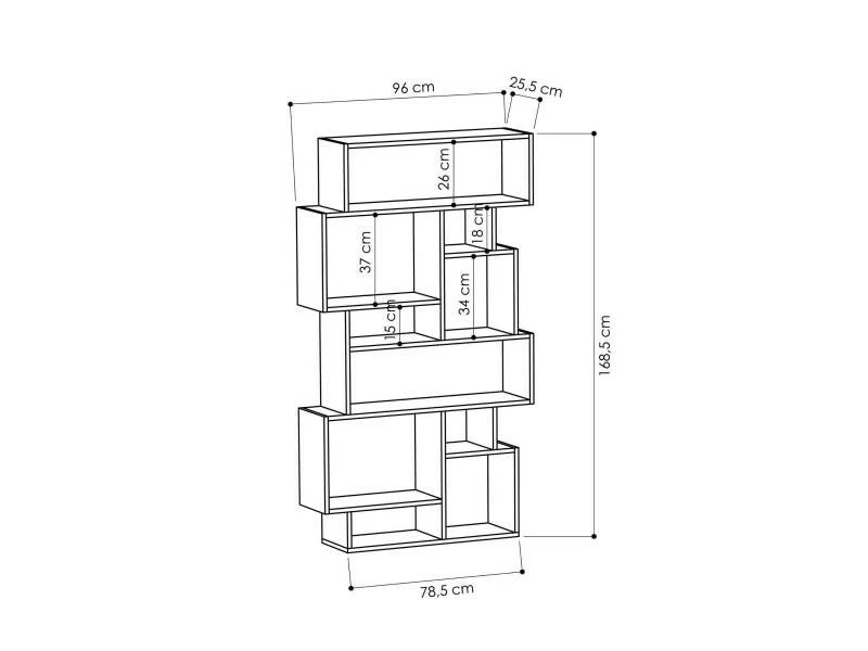 MENZZO Étagère Bibliothèque Torta Asymétrique H168,5cm Bois Anthracite – Image 2